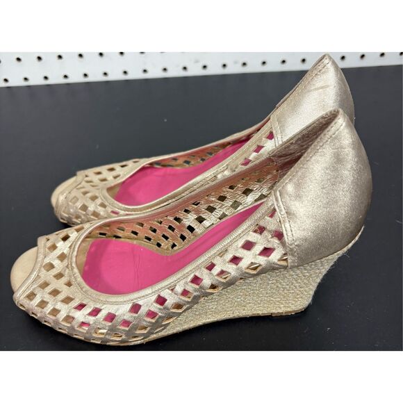 Lilly Pulitzer Cream basketweave patent leather espadrilles size 8 - Picture 1 of 10